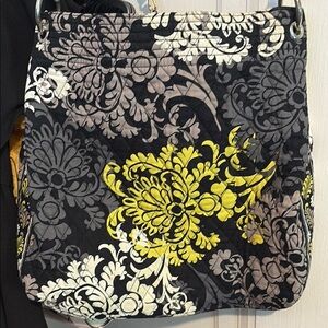 Vera Bradley Floral Quilted Shoulder Bag - Black, Gray, Yellow